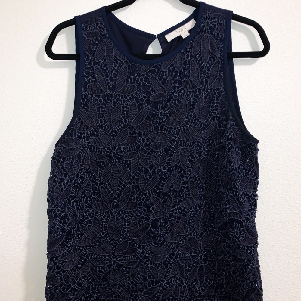 Loft Oneann Tulip Lace Overlay Shell Tank